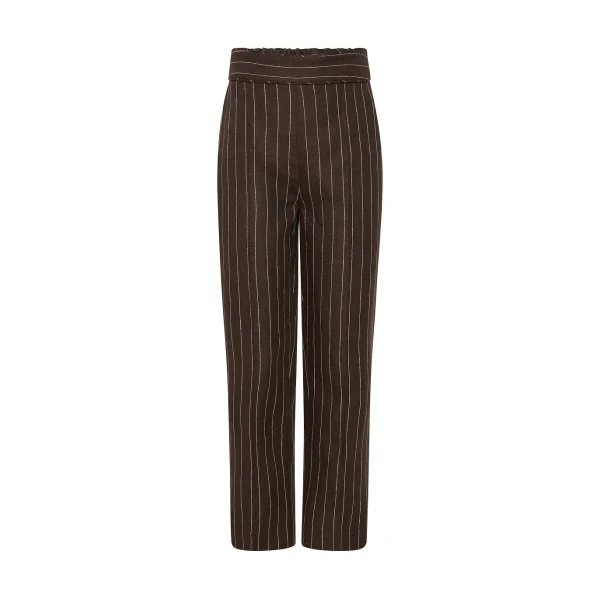 Thea Trouser - Chocolate Cream Pinstripe by Posse the Label ‚Äì luxury pants in Brown available at Luxury Shoes 