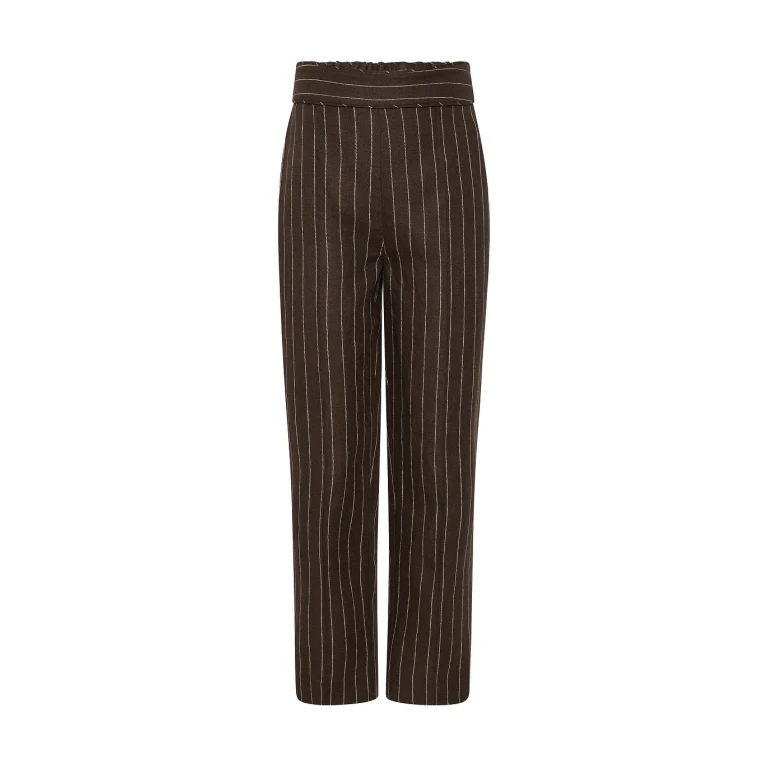 Thea Trouser - Chocolate Cream Pinstripe by Posse the Label ‚Äì luxury pants in Brown available at Luxury Shoes 