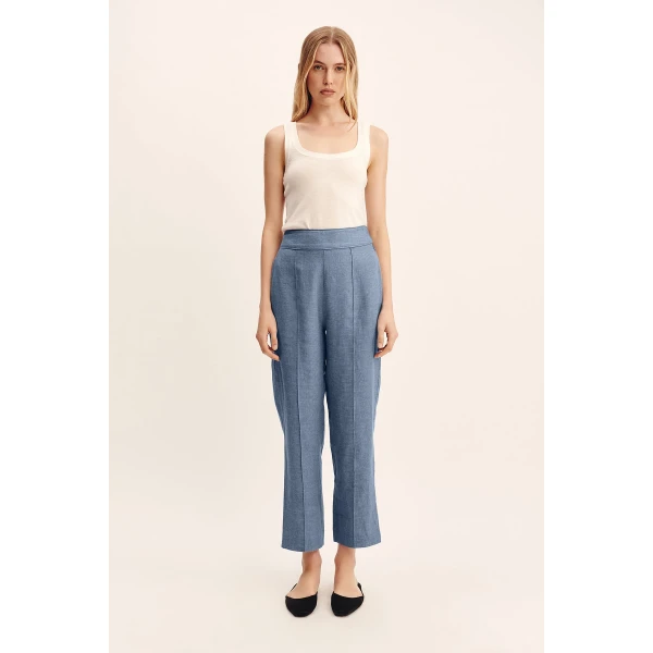 Posse Thea Trouser - Steel Blue – sustainable Pants in Blue from Australian designer at Luxury Shoes .