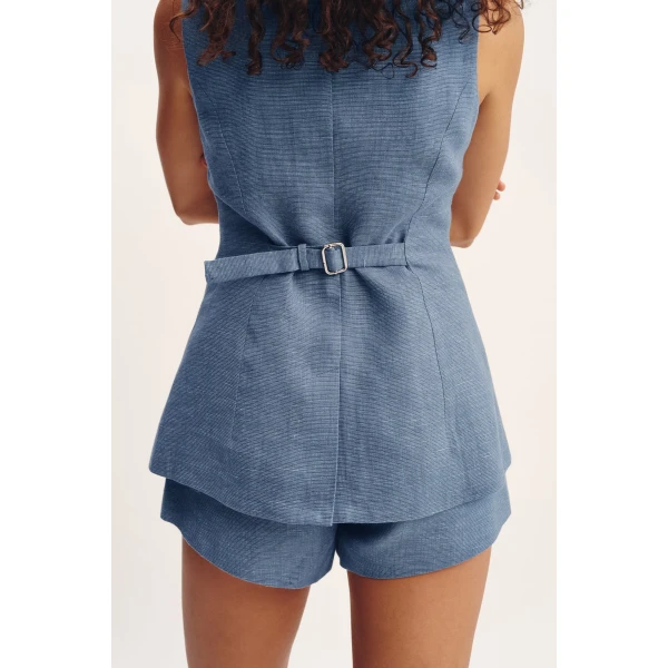 Posse Thea Vest - Steel Blue – sustainable Jackets in Blue from Australian designer at Luxury Shoes .
