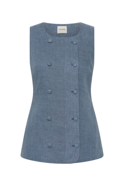 Thea Vest - Steel Blue by Posse the Label ‚Äì luxury jackets in Blue available at Luxury Shoes 