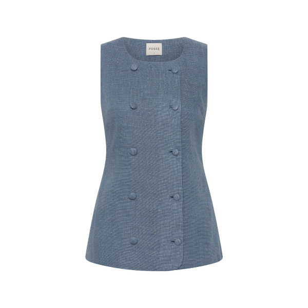 Thea Vest - Steel Blue by Posse the Label ‚Äì luxury jackets in Blue available at Luxury Shoes 