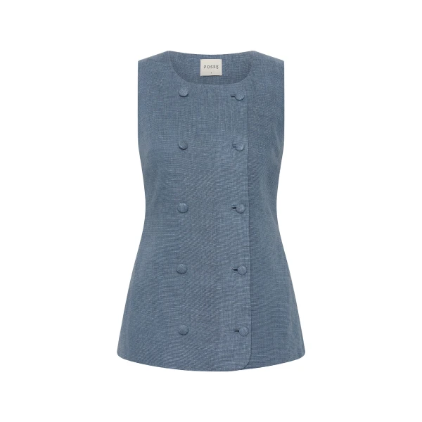 Thea Vest - Steel Blue by Posse the Label ‚Äì luxury jackets in Blue available at Luxury Shoes 