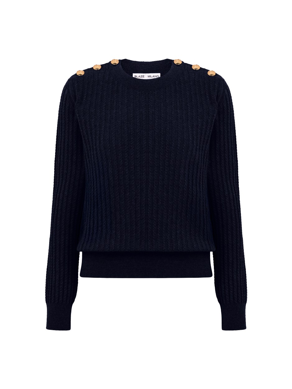 Blazé Milano Highland Navy_treccine Highland Roundneck Knit