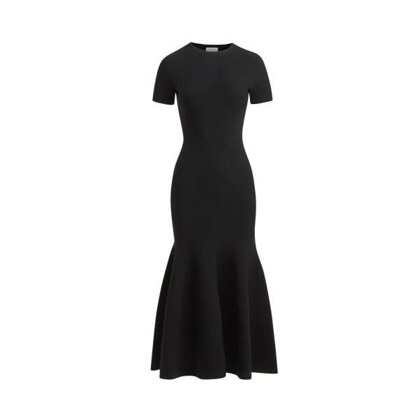 Brandon Maxwell The Willa Knit Dress with Trumpet Skirt in Black