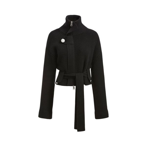 Brandon Maxwell The Neal Zip Sweater Jacket in Black Cashmere