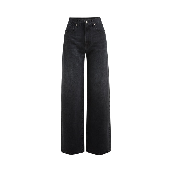 Brandon Maxwell The Callan Wide Leg Jean in Vintage Black