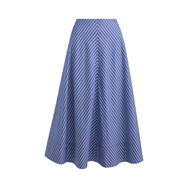 Brandon Maxwell The Knox Skirt in Navy Striped Cotton