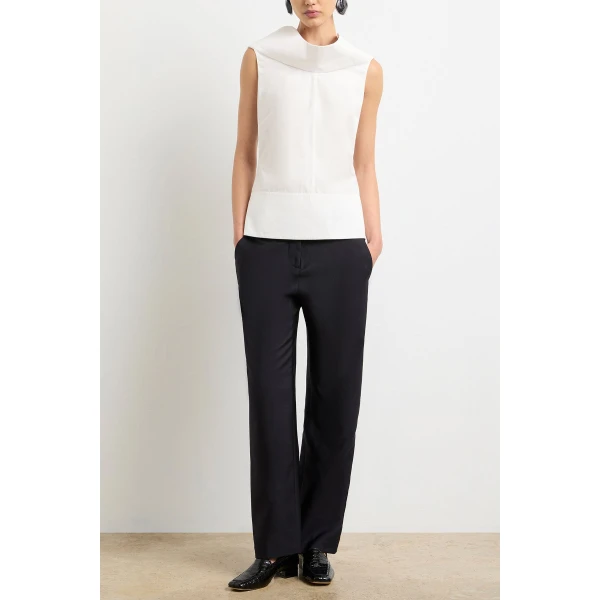 Brandon Maxwell The Bowie Top in White Cotton Poplin, view 3