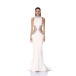 Bronx and Banco Camila White Rhinestone Cutout Gown Bronx and Banco White Camila White Rhinestone Cutout Gown a harmonious blend of structured elegance and timeless sophistication