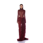 Bronx and Banco Red Elle Burgundy Skirt  a harmonious blend of structured elegance and timeless sophistication