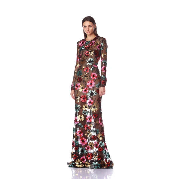 Bronx and Banco Black Francesca Gown  a harmonious blend of structured elegance and timeless sophistication.