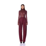 Bronx and Banco Red Gaia Mesh Burgundy Long Sleeve Bodysuit  a harmonious blend of structured elegance and timeless sophistication