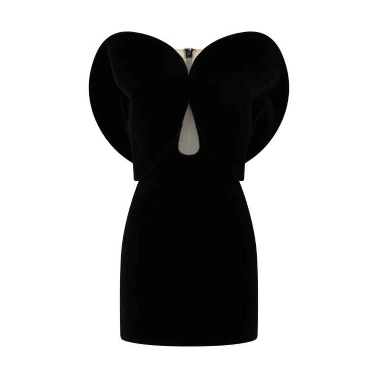 David Koma Circular Sleeve Velvet Mini Dress