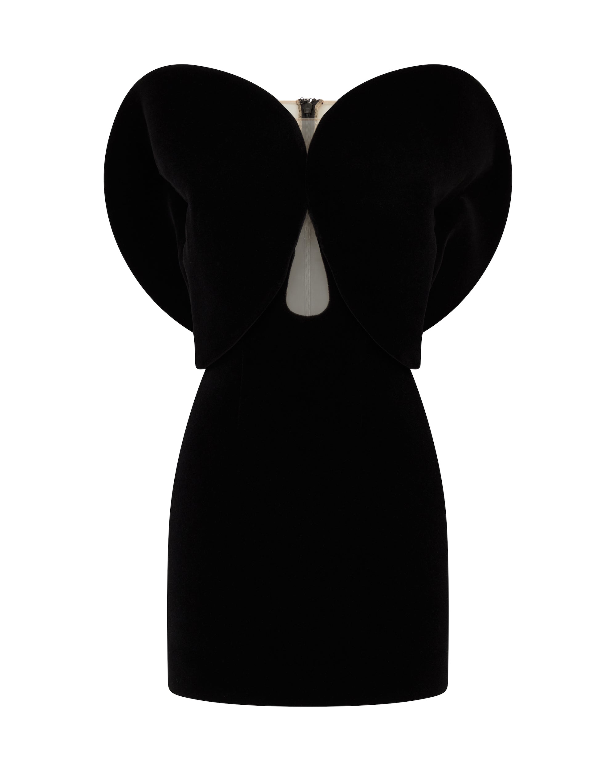 David Koma Circular Sleeve Velvet Mini Dress