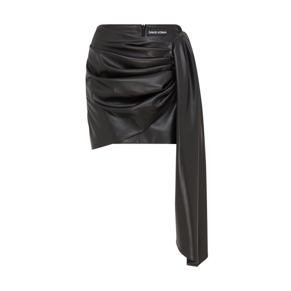 David Koma Faux Leather Draped Mini Skirt