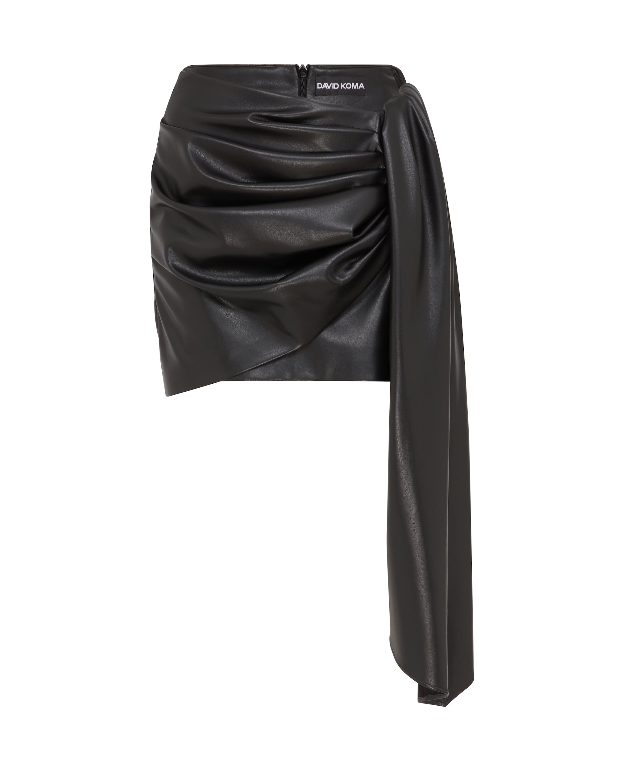 David Koma Faux Leather Draped Mini Skirt