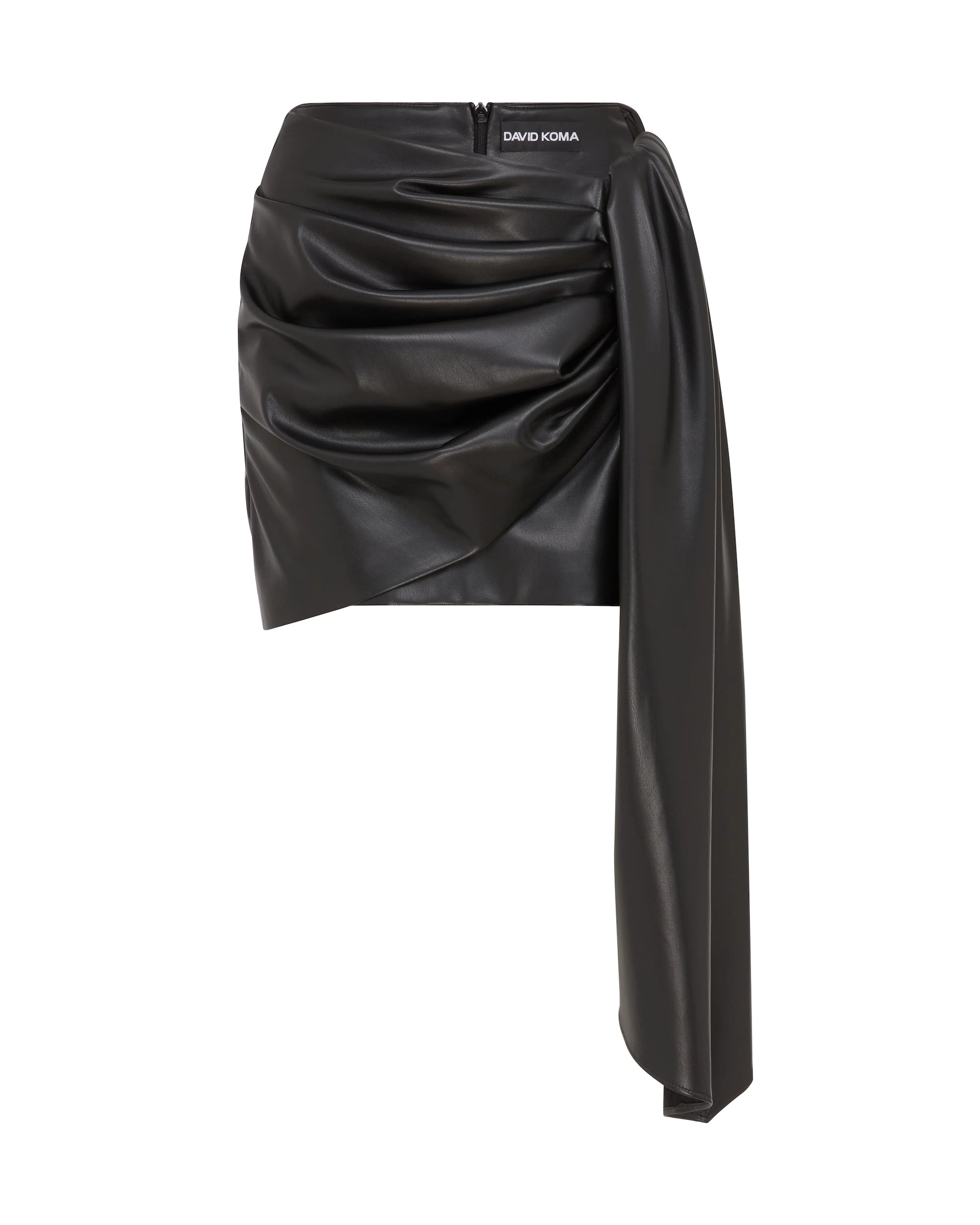 David Koma Faux Leather Draped Mini Skirt David Koma Faux Leather Draped Mini Skirt