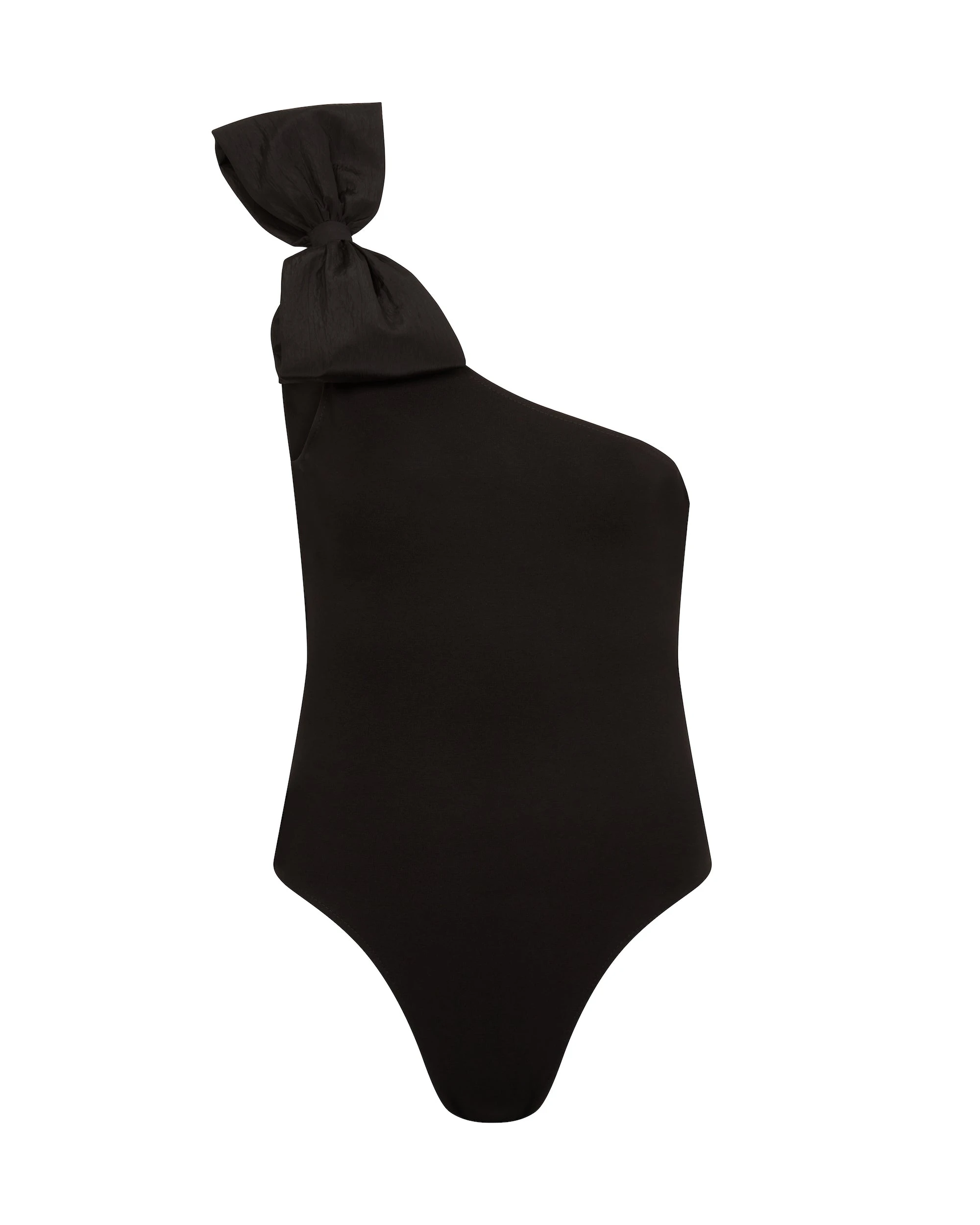 David Koma One Shoulder Bow Detail Bodysuit In Black David Koma One Shoulder Bow Detail Bodysuit In Black