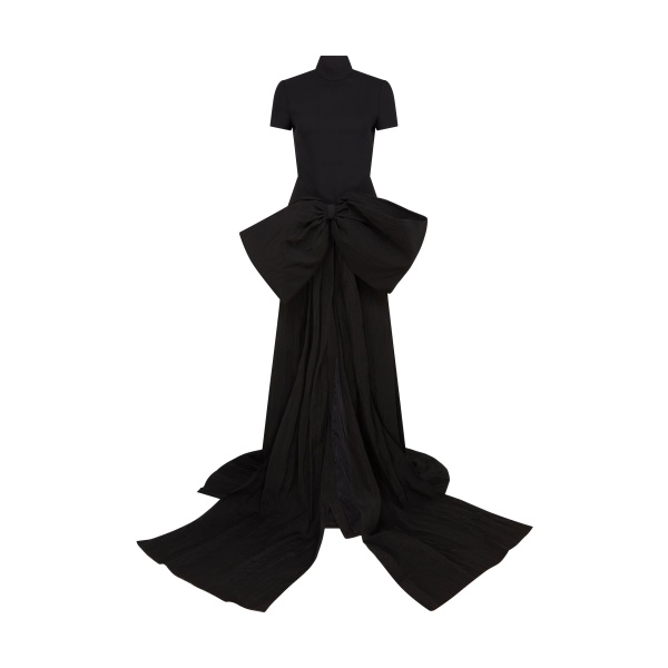 David Koma Oversized Bow And Short Sleeve Gown