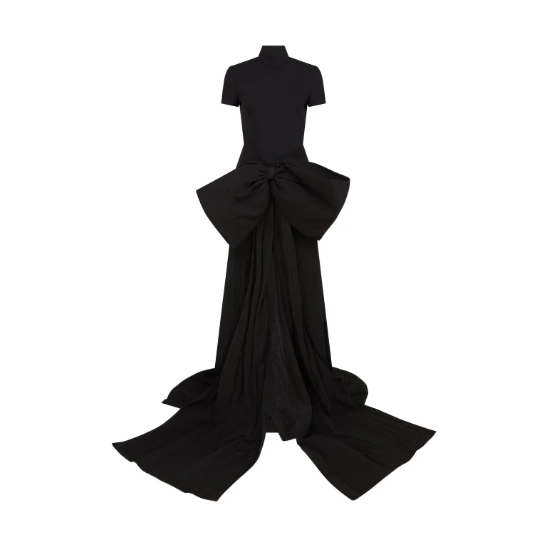 David Koma Oversized Bow And Short Sleeve Gown