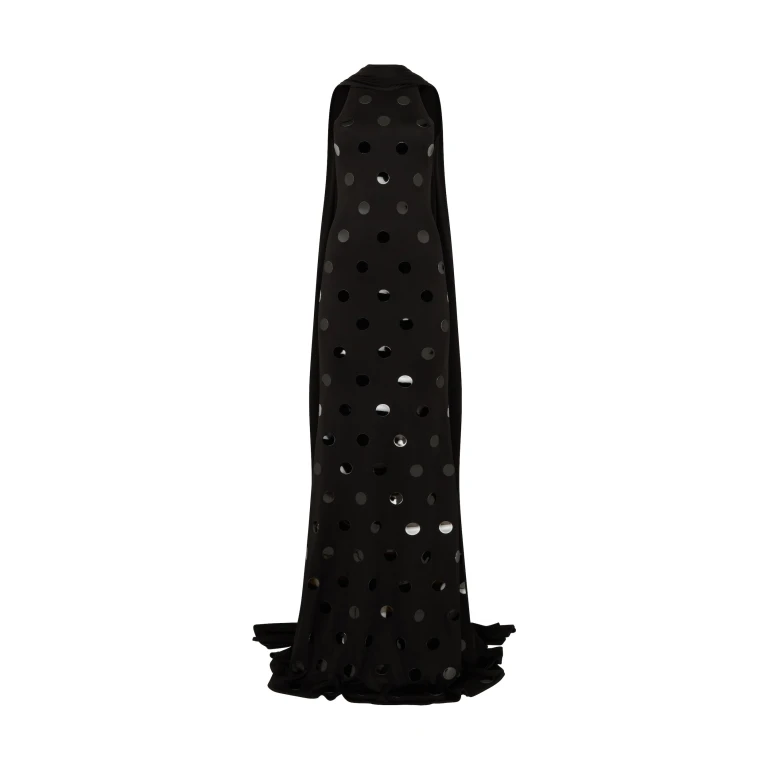 David Koma Polka-Dot Hotfix Gown With Scarf Detail