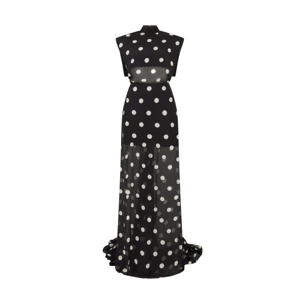 David Koma Polka-Dot Printed Open Back Gown