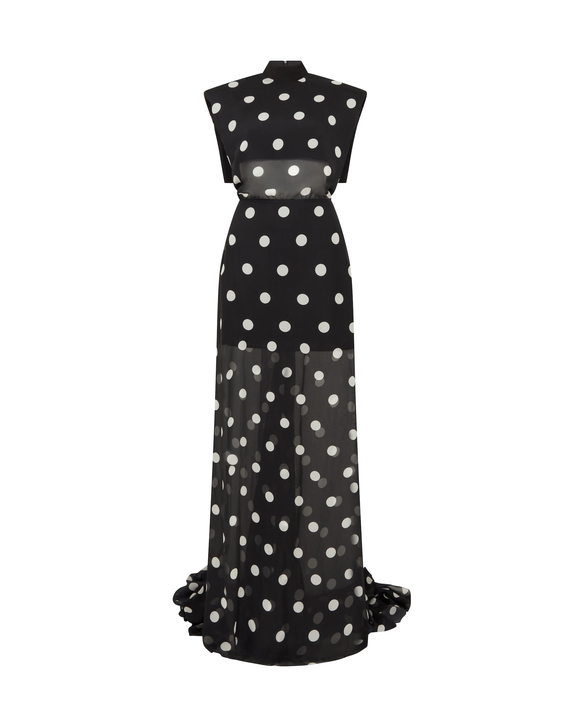David Koma Polka-Dot Printed Open Back Gown
