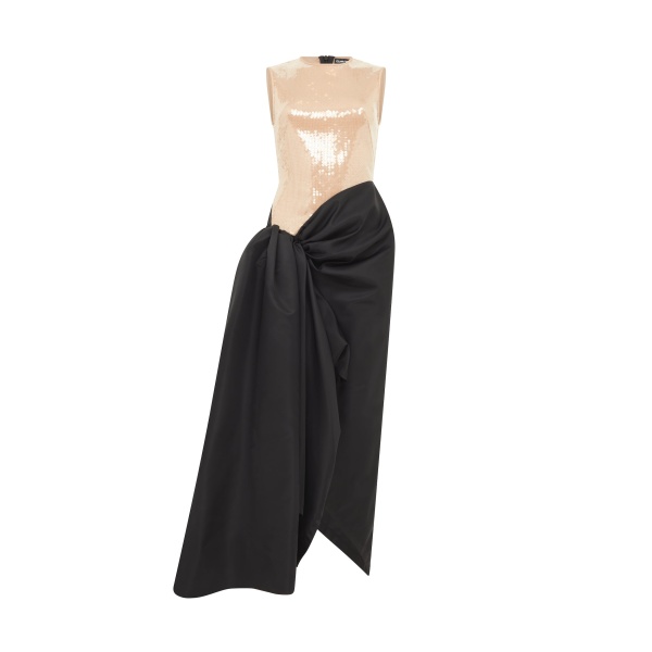 David Koma Sequin Top And Draped Skirt Midi Dress