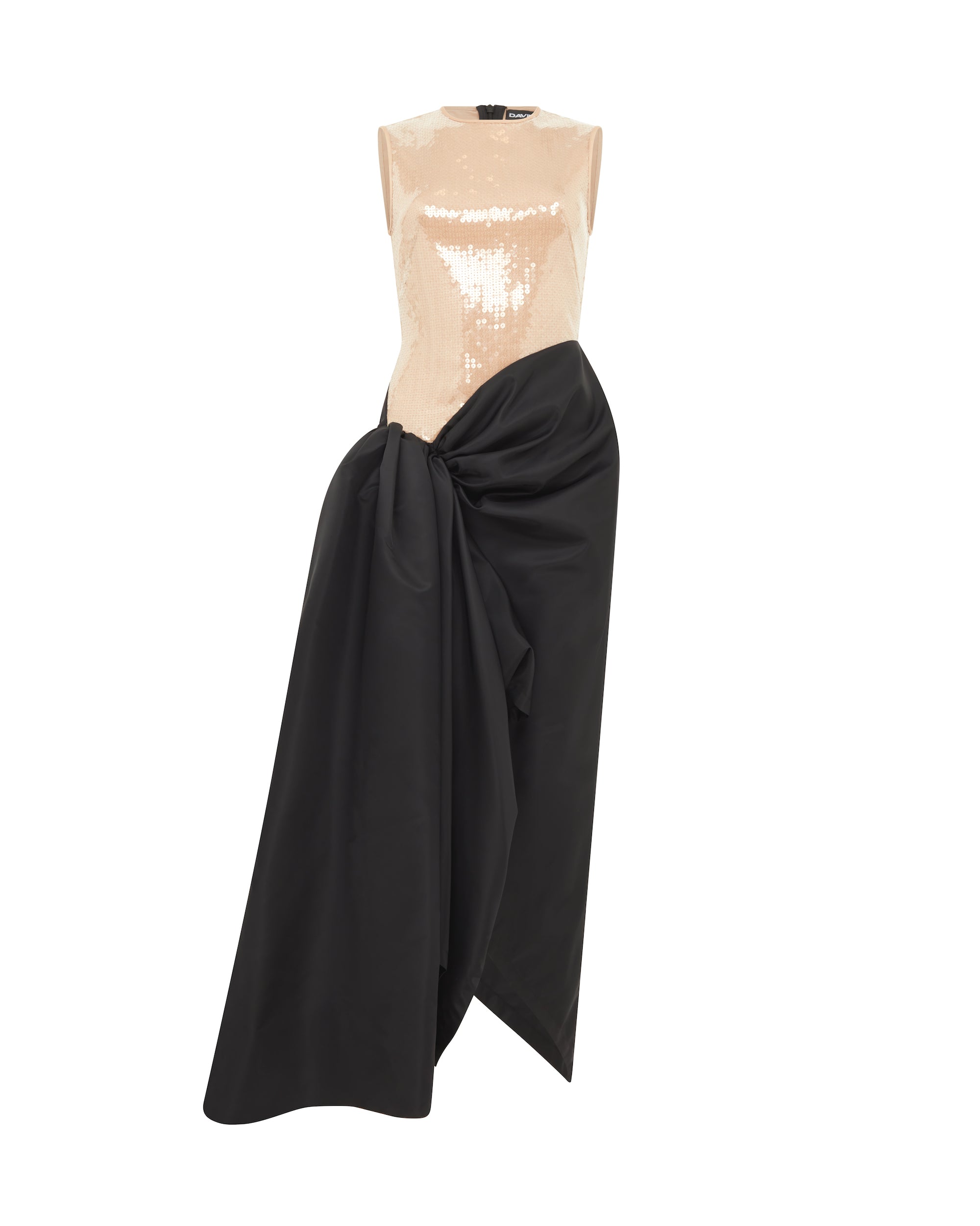 David Koma Sequin Top And Draped Skirt Midi Dress