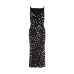 David Koma Silver Polka-Dot And Cowl Neck Midi Dress