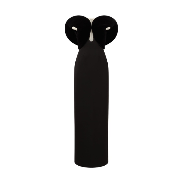 David Koma Velvet Circular Sleeve And Satin Gown