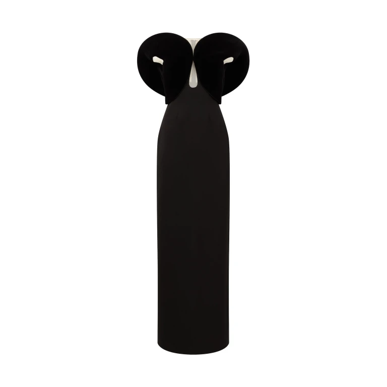 David Koma Velvet Circular Sleeve And Satin Gown