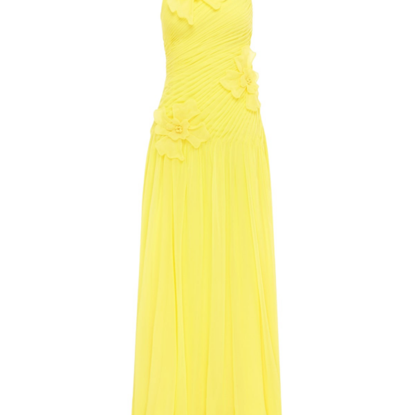 Leo Lin Amya Floral Appliqué Gown