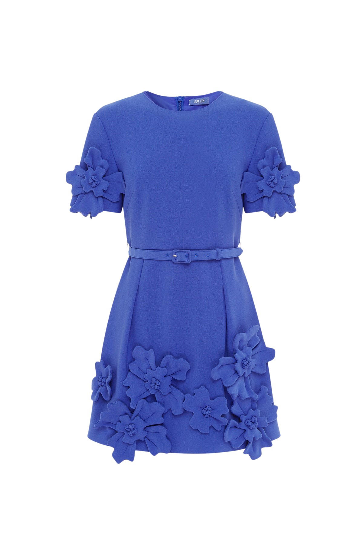 Leo Lin Aurelie Floral Appliqué Short Sleeve Mini Dress