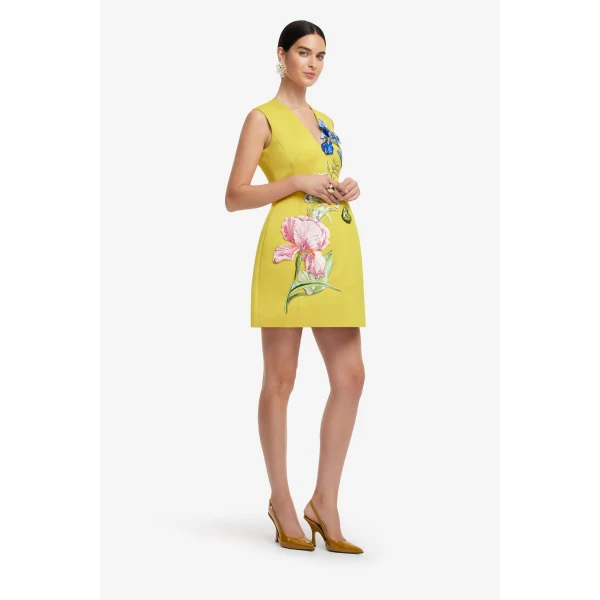 Full lining - V Neck Embroidery Mini Dress from Luxury Shoes 