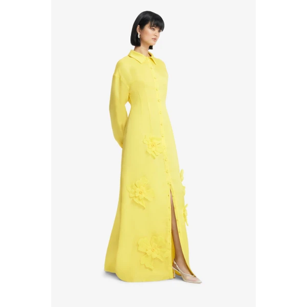 Full lining - Silk Floral Appliqué Maxi Dress from Luxury Shoes 