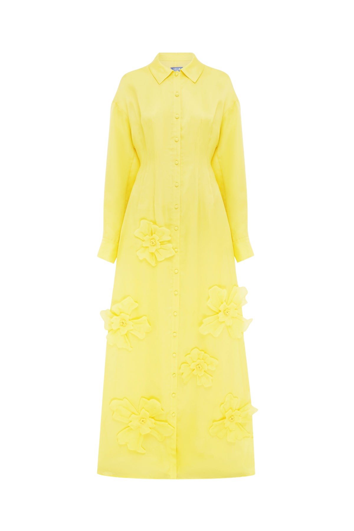 Leo Lin Jeanette Silk Floral Appliqué Maxi Dress