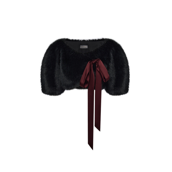 Rasario Cropped Faux Fur – couture evening dress