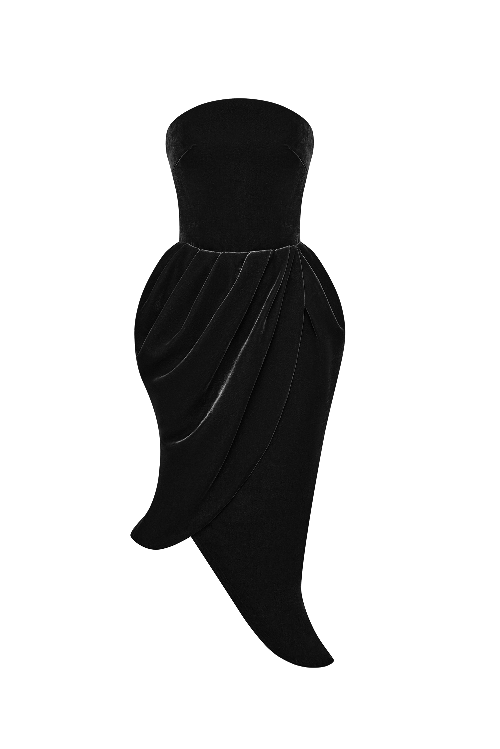 Rasario Asymmetrical Velvet Corset Midi Dress