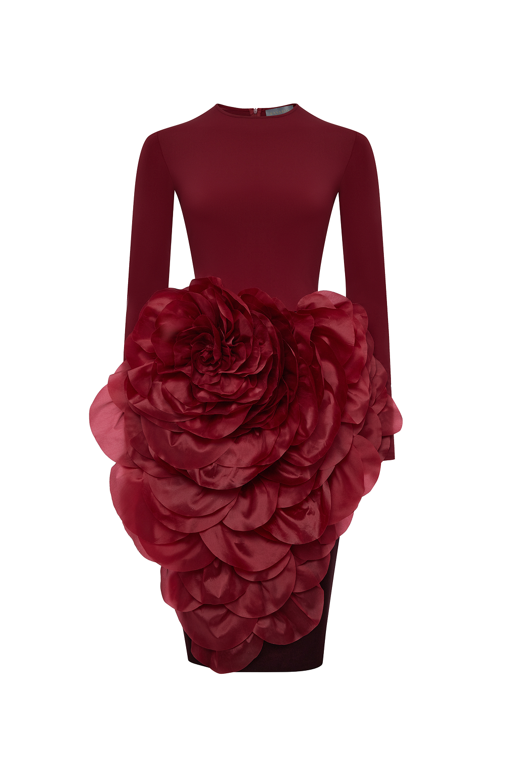 Rasario Knit Midi Dress With A Silk Organza Flower
