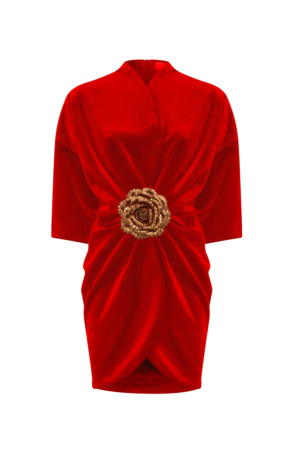 Rasario Velvet Mini Dress With A Flower