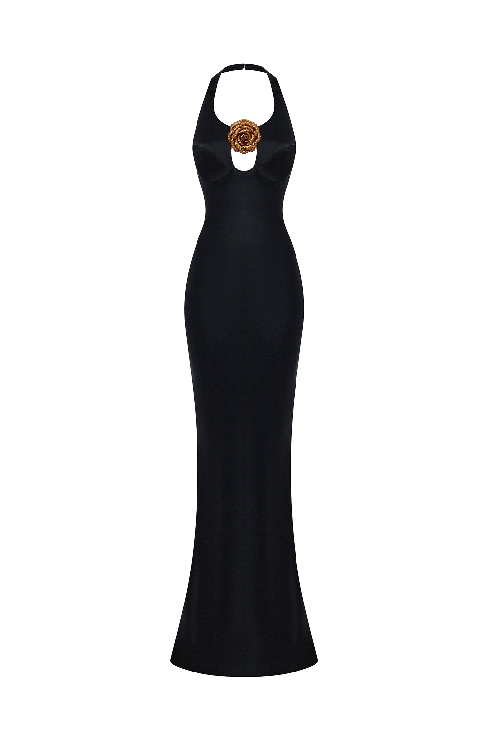 Rasario Satin Maxi Dress With A Flower