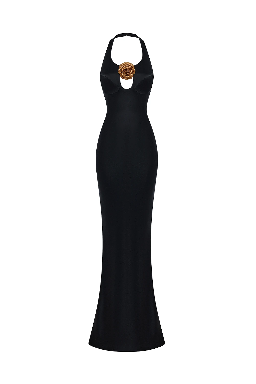 Rasario Satin Maxi Dress With A Flower Rasario Maxi Dress – couture evening dress