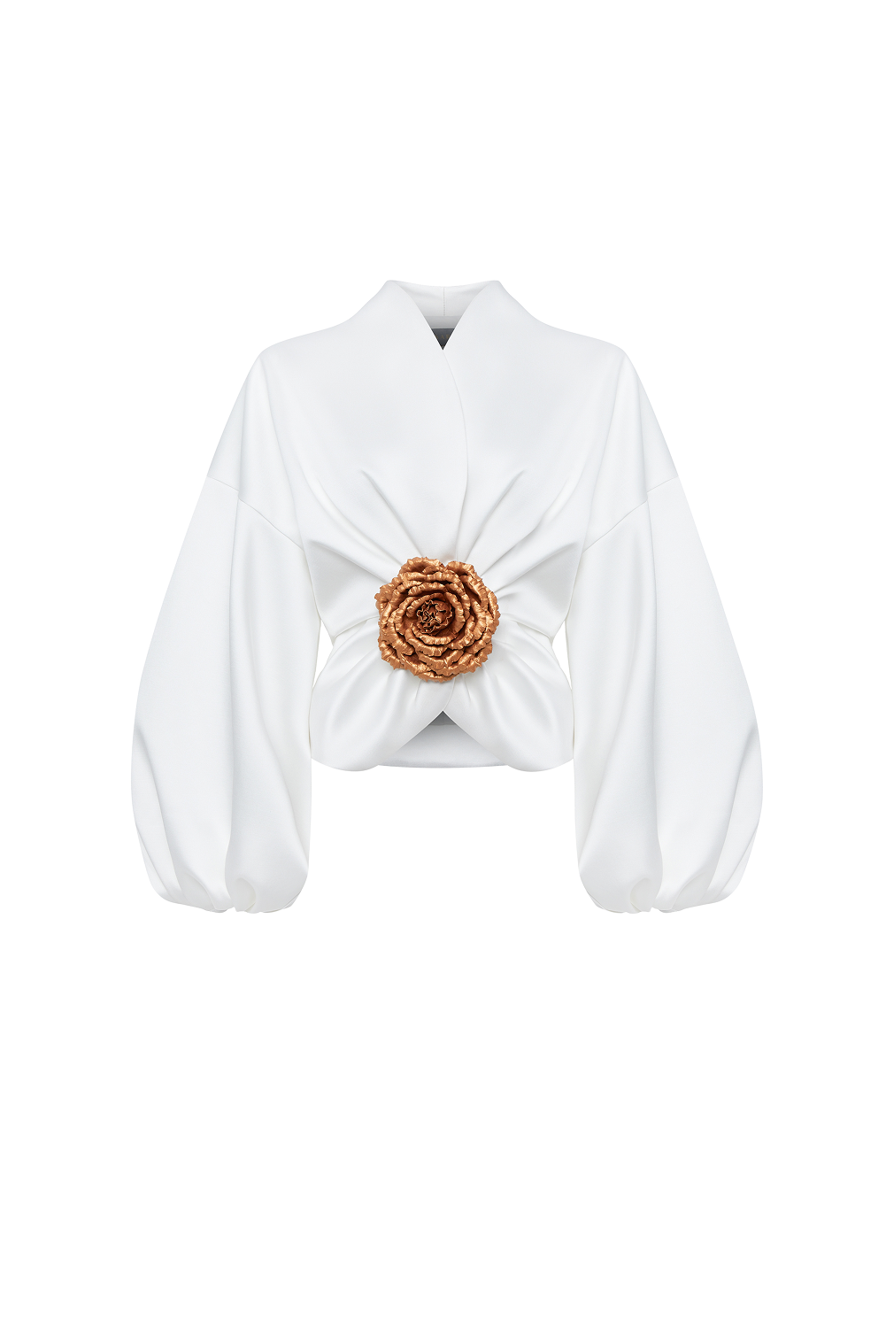 Rasario Satin Jacket With Voluminous Sleeves And A Flower