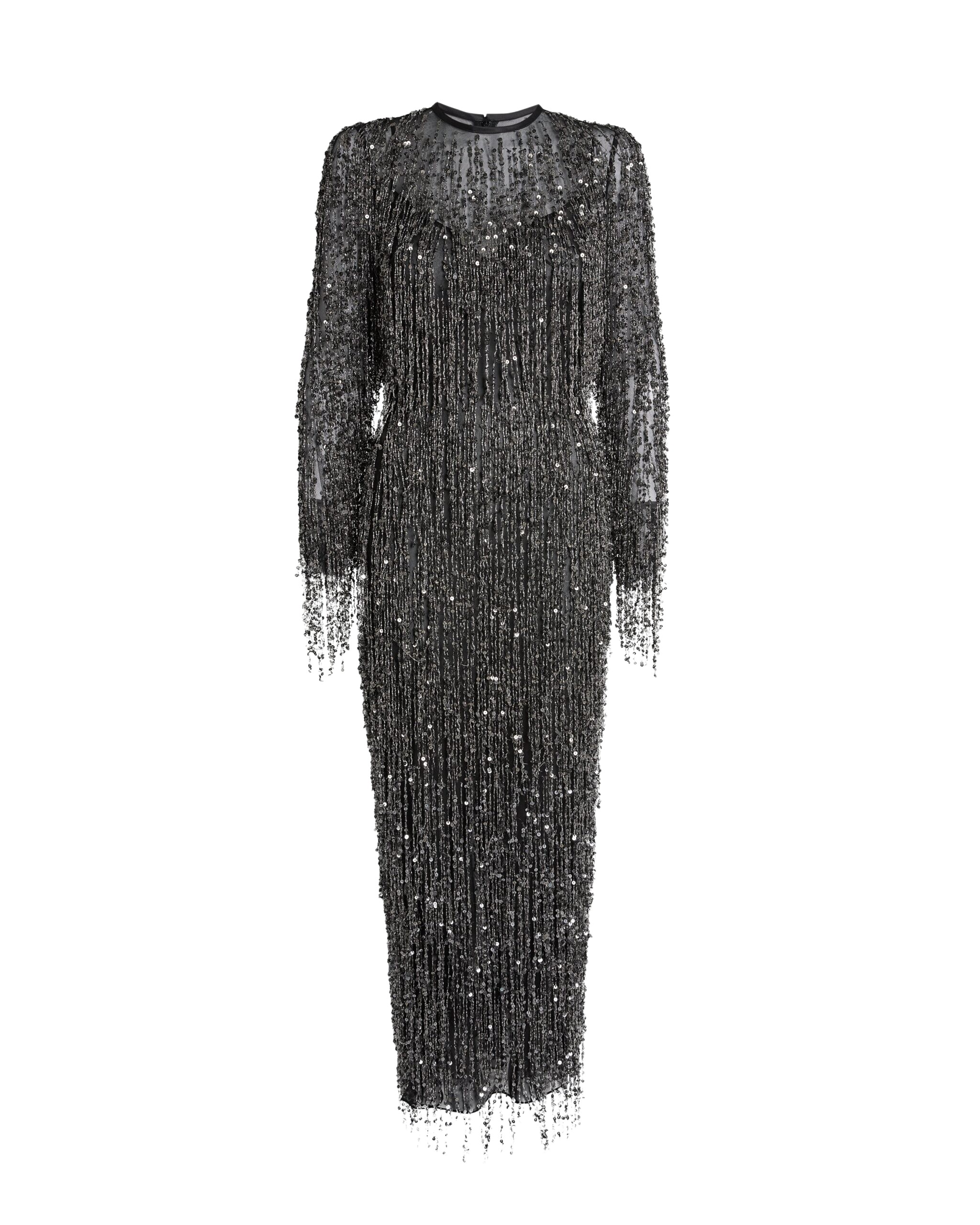 Safiyaa Lyran Midi Dress in Black with Gunmetal