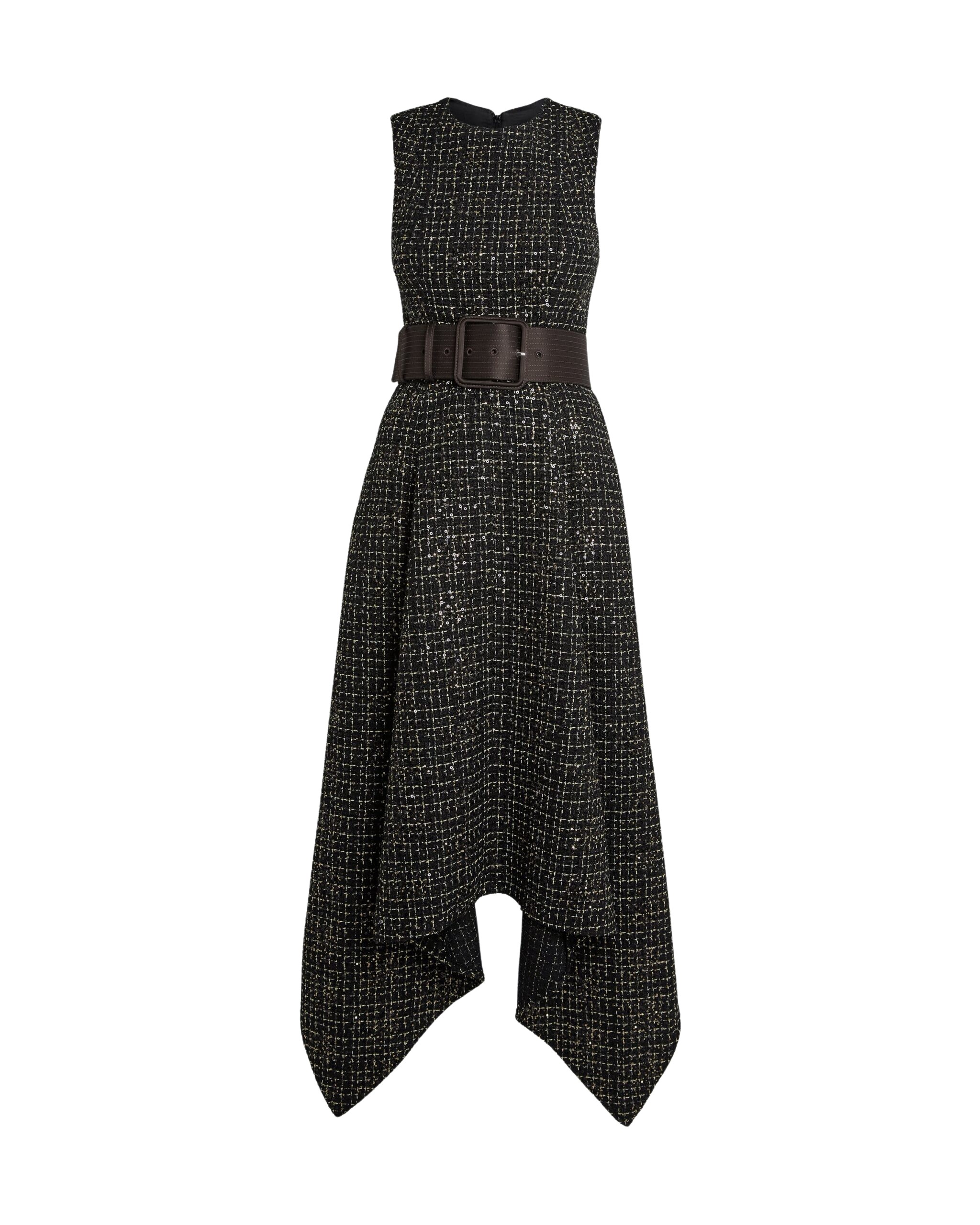 Safiyaa Okimi Dress in Peat Brown On Black & Gold