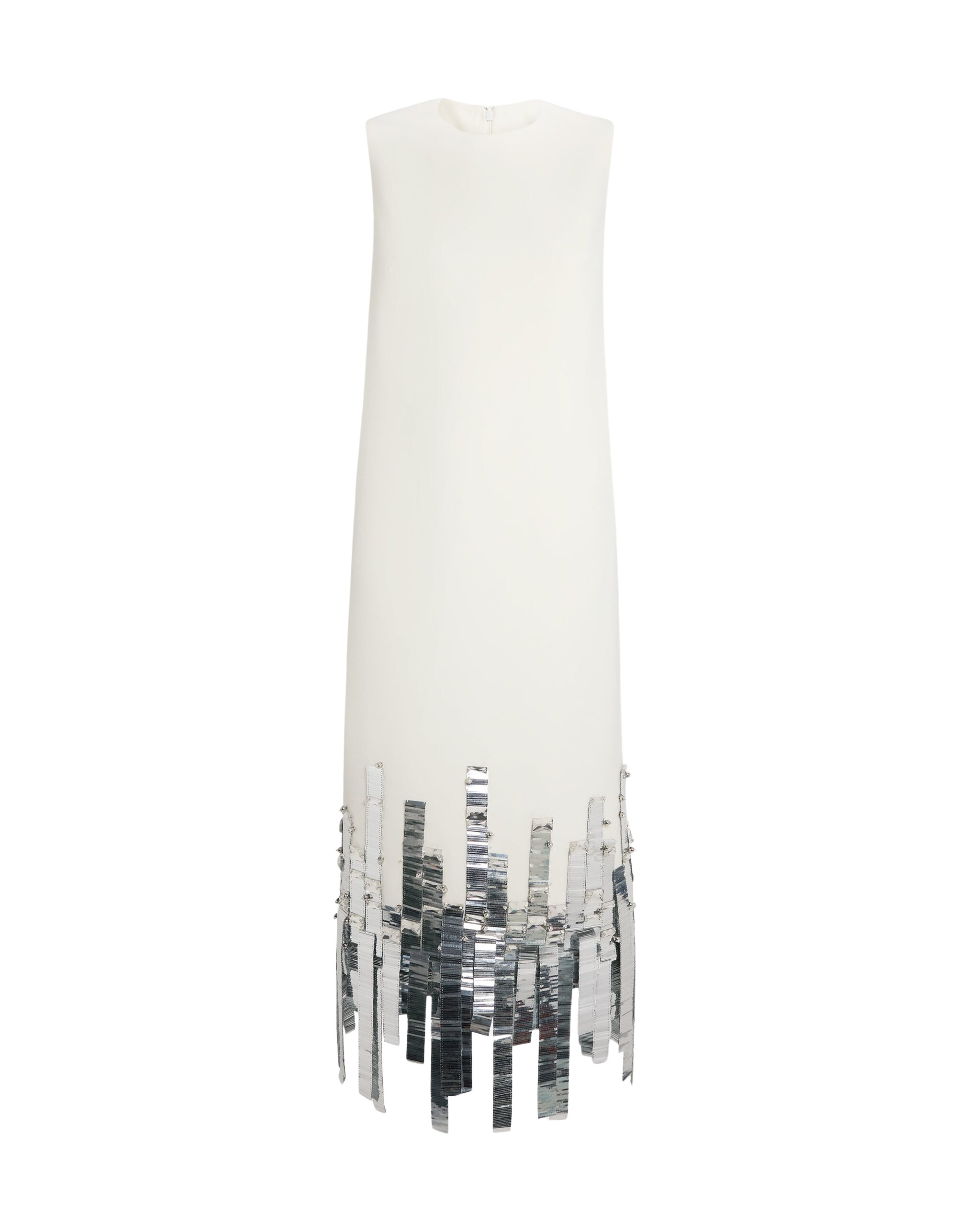 Safiyaa Ripa Midi Dress in Ivory with Silver