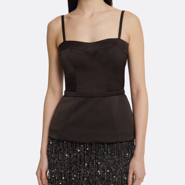 Safiyaa Saori Long Dress in Peat Brown On Black, view 4