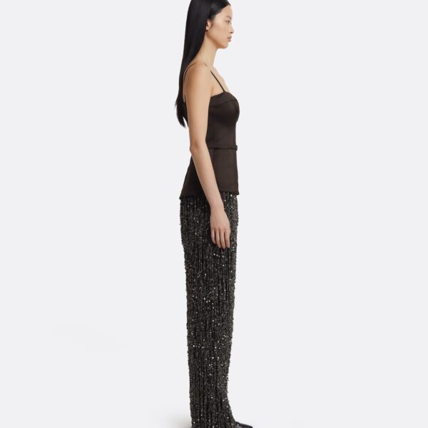 Safiyaa Saori Long Dress in Peat Brown On Black, view 5
